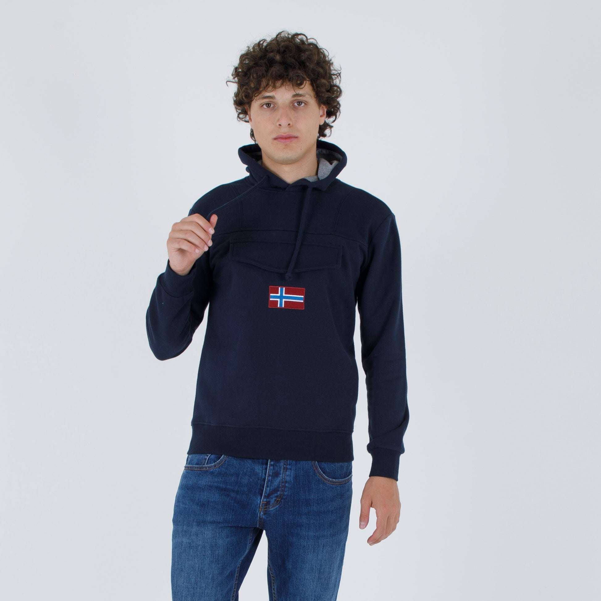 Felpa girocollo cappuccio patch Norvegia