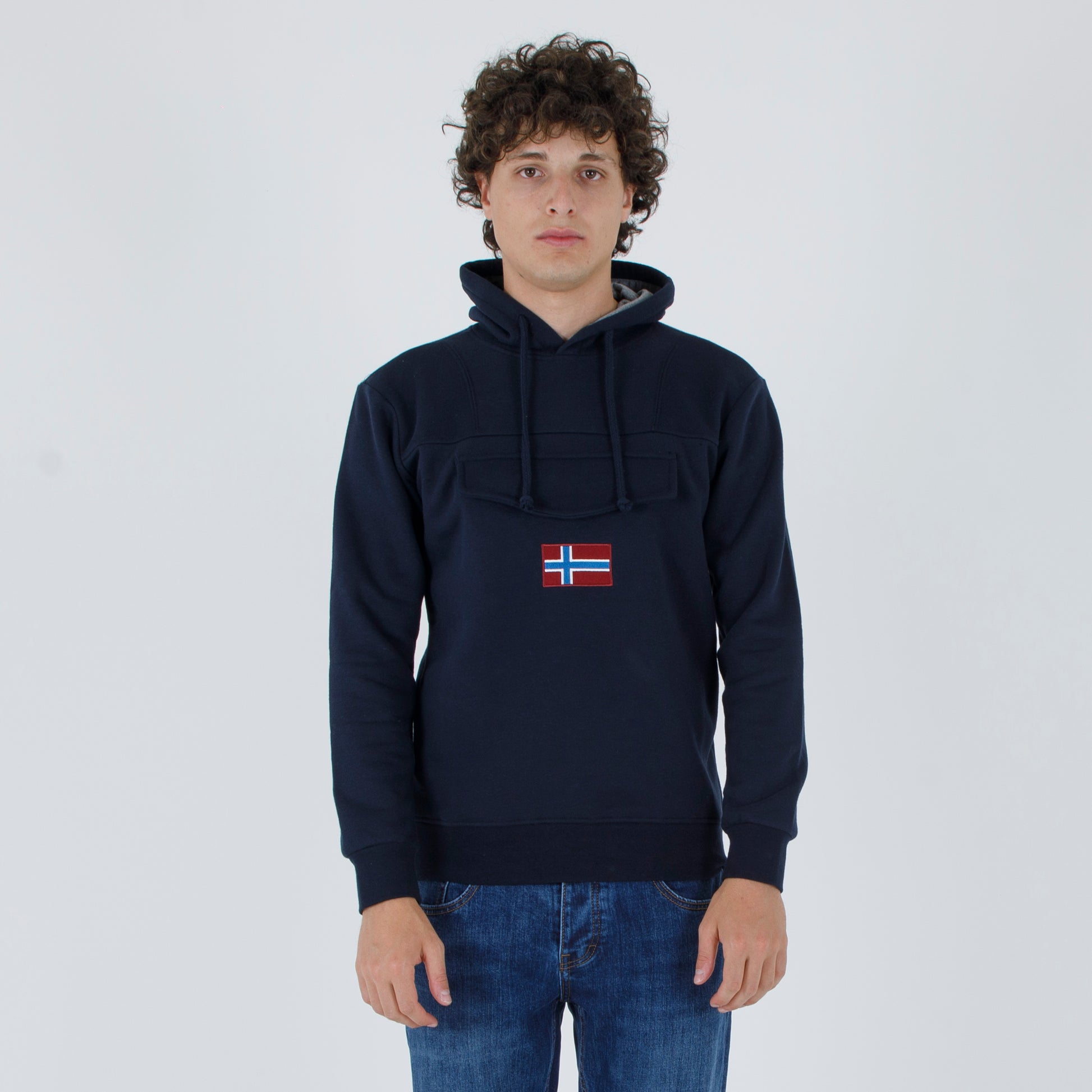 Felpa girocollo cappuccio patch Norvegia