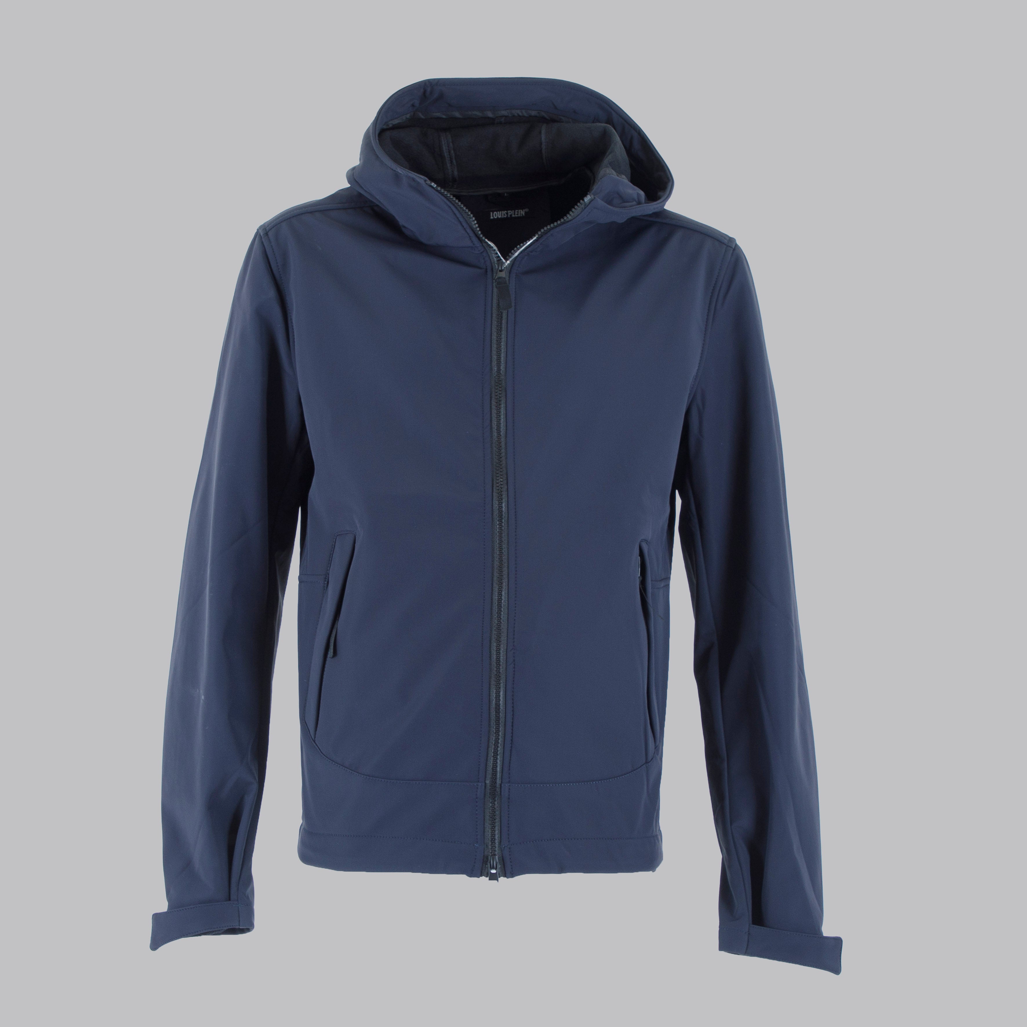 giubbetto zip con cappuccio tessuto tecnico