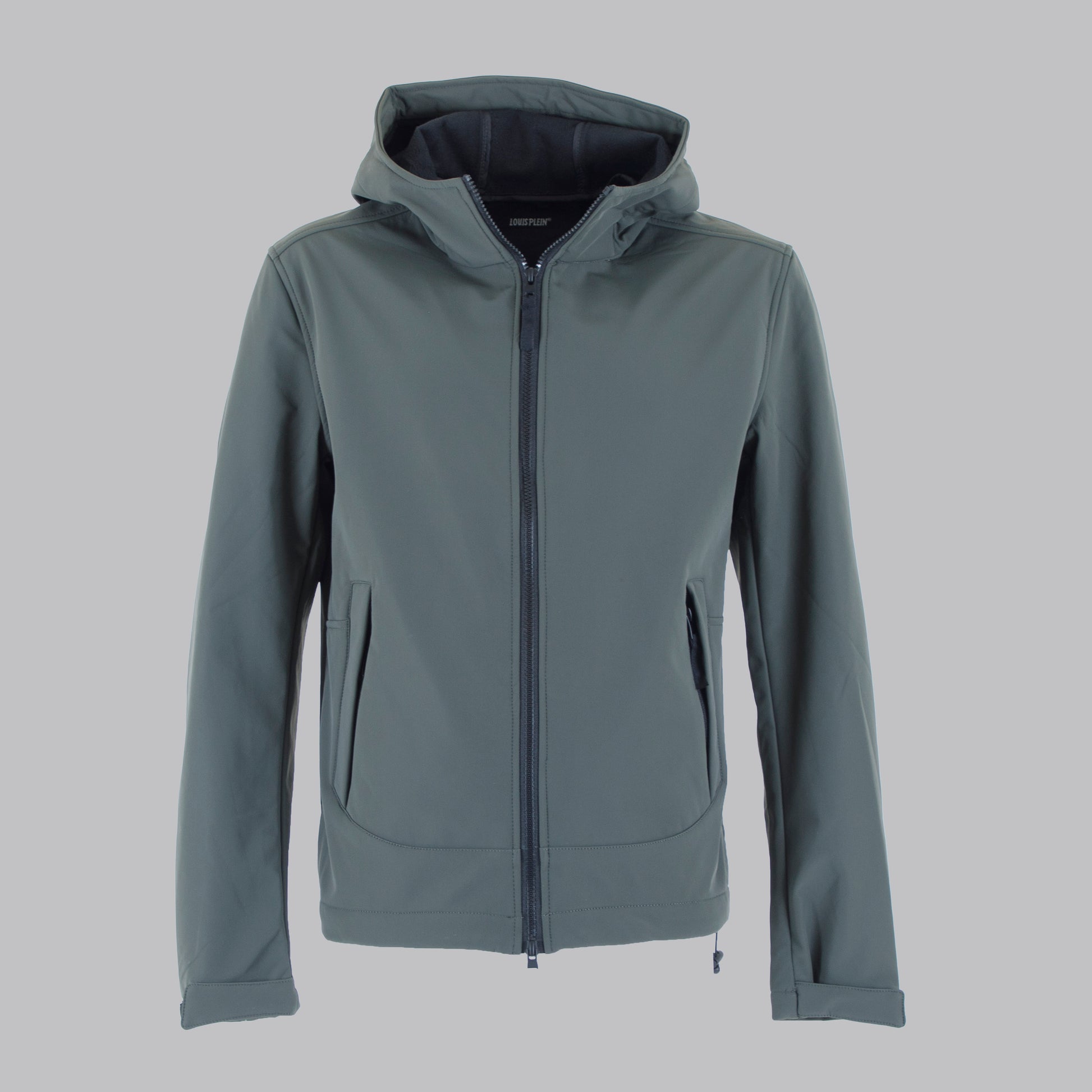 giubbetto zip con cappuccio tessuto tecnico