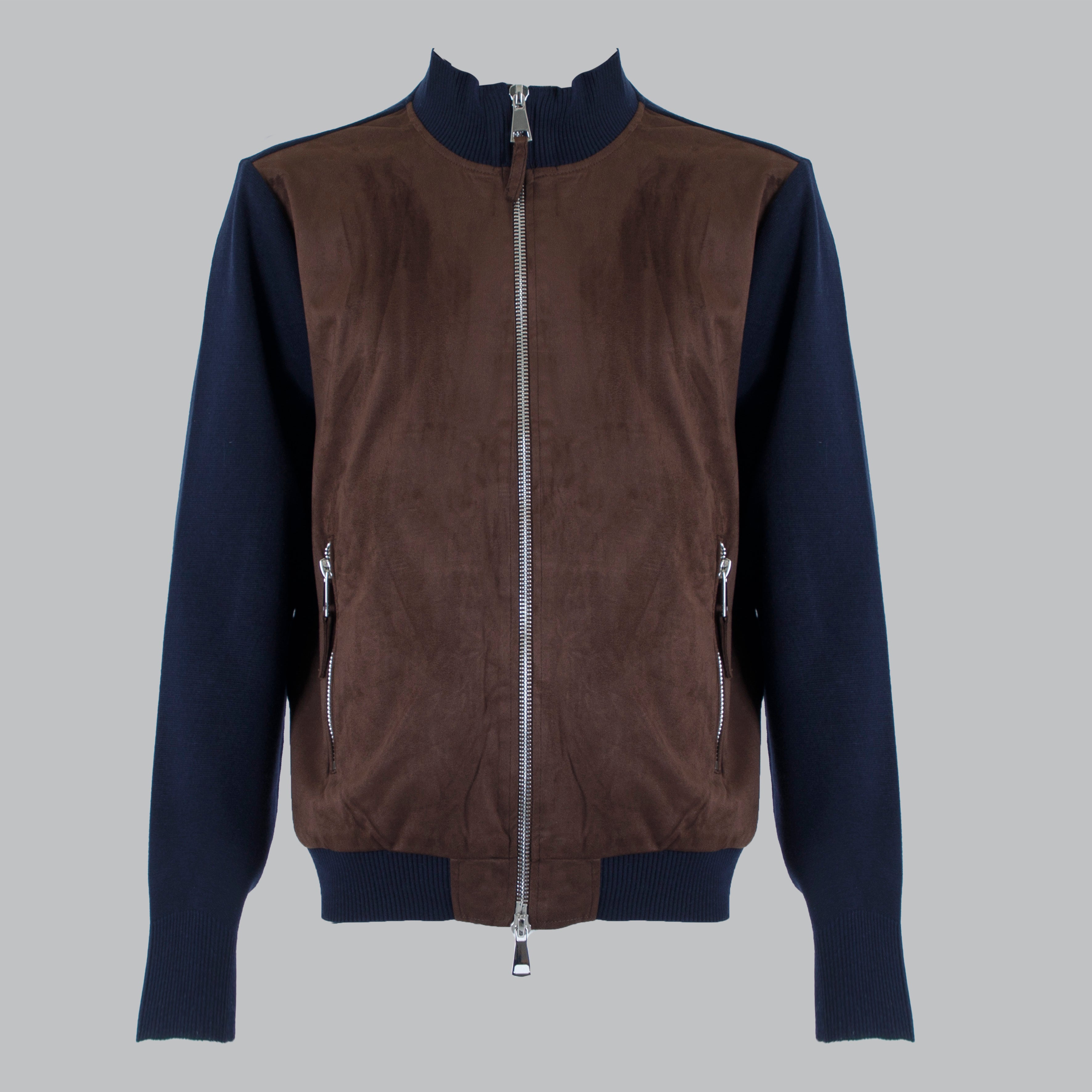 Blusotto maglia ecopelle zip