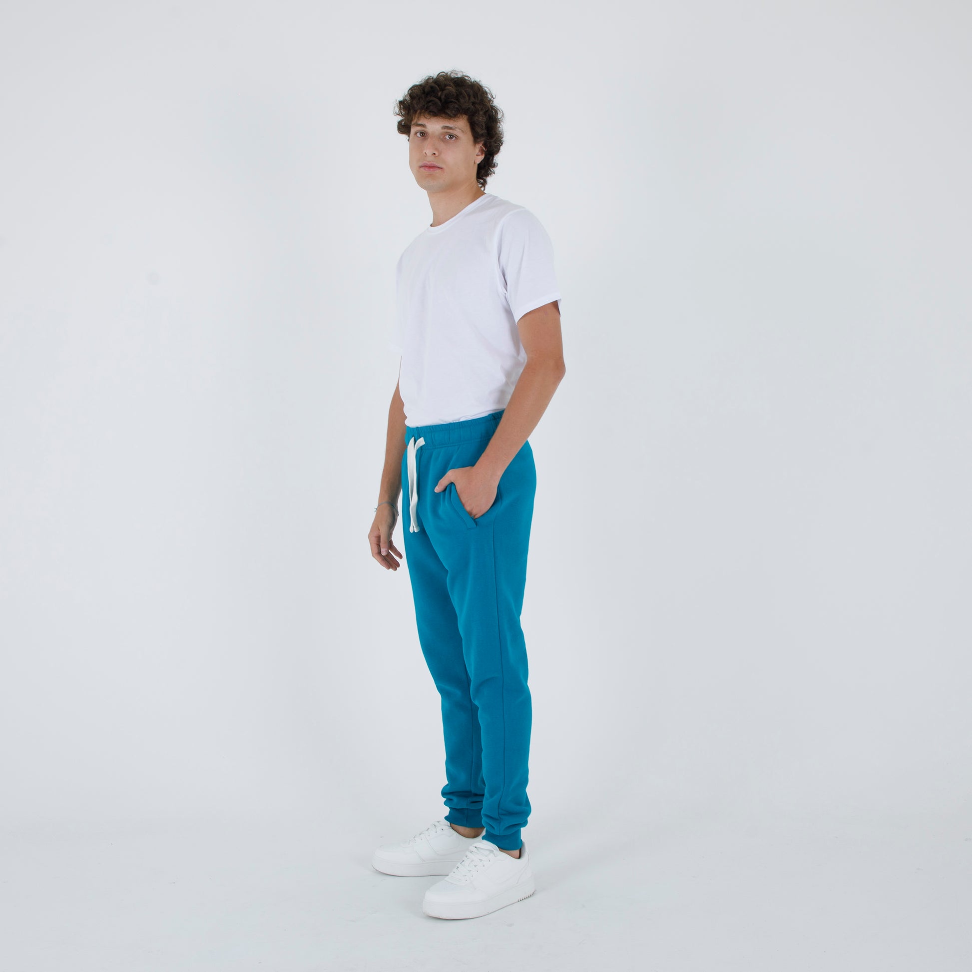 Pantalone Jogger felpa laccio contrasto
