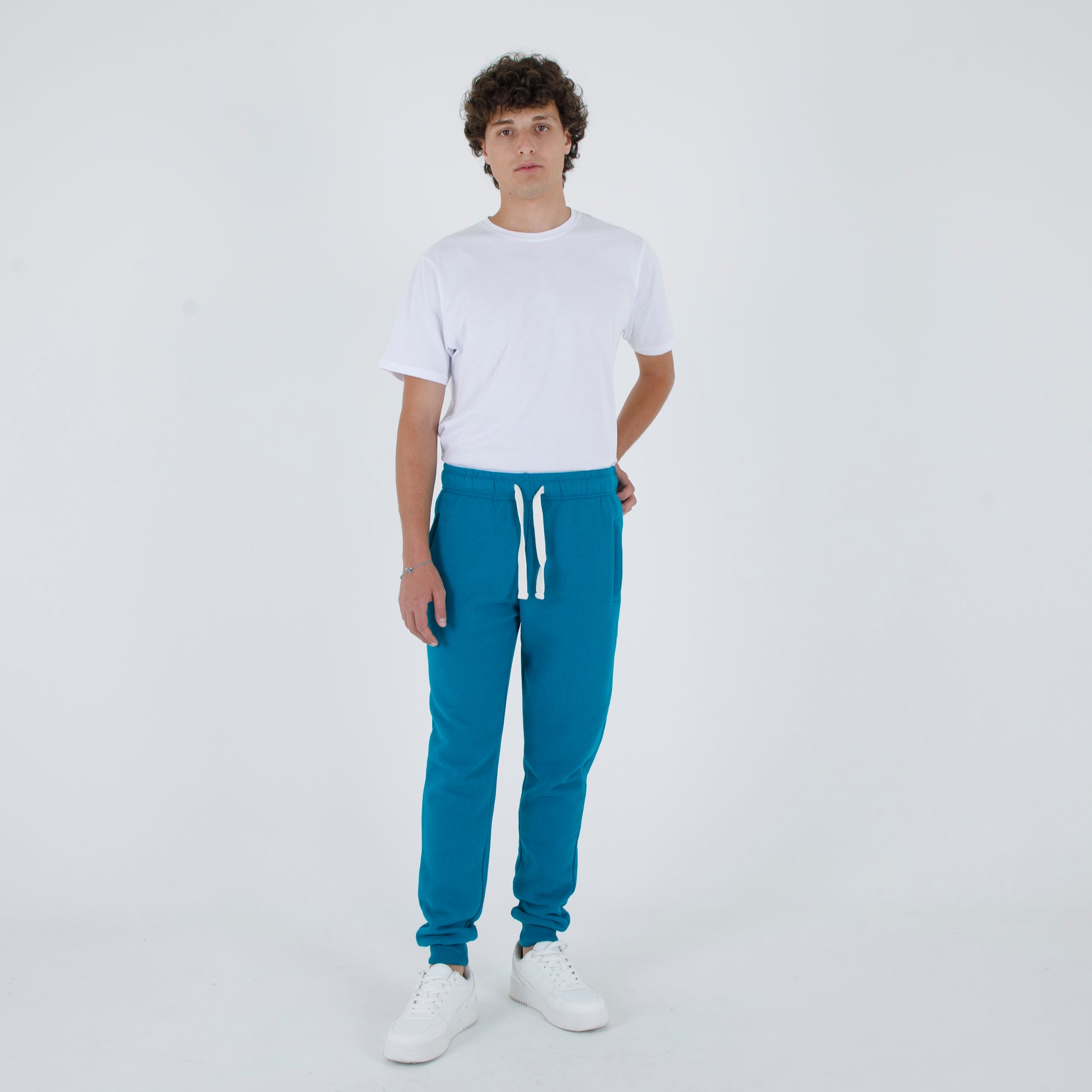 Pantalone Jogger felpa laccio contrasto